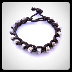 2/$40 Silver bead braided leather bracelet.